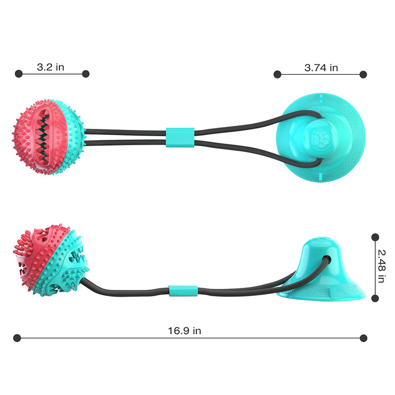 Interactive Dog Toy with Suction Cup - TPR Rubber Food Dispenser, Teeth and Stress Relief