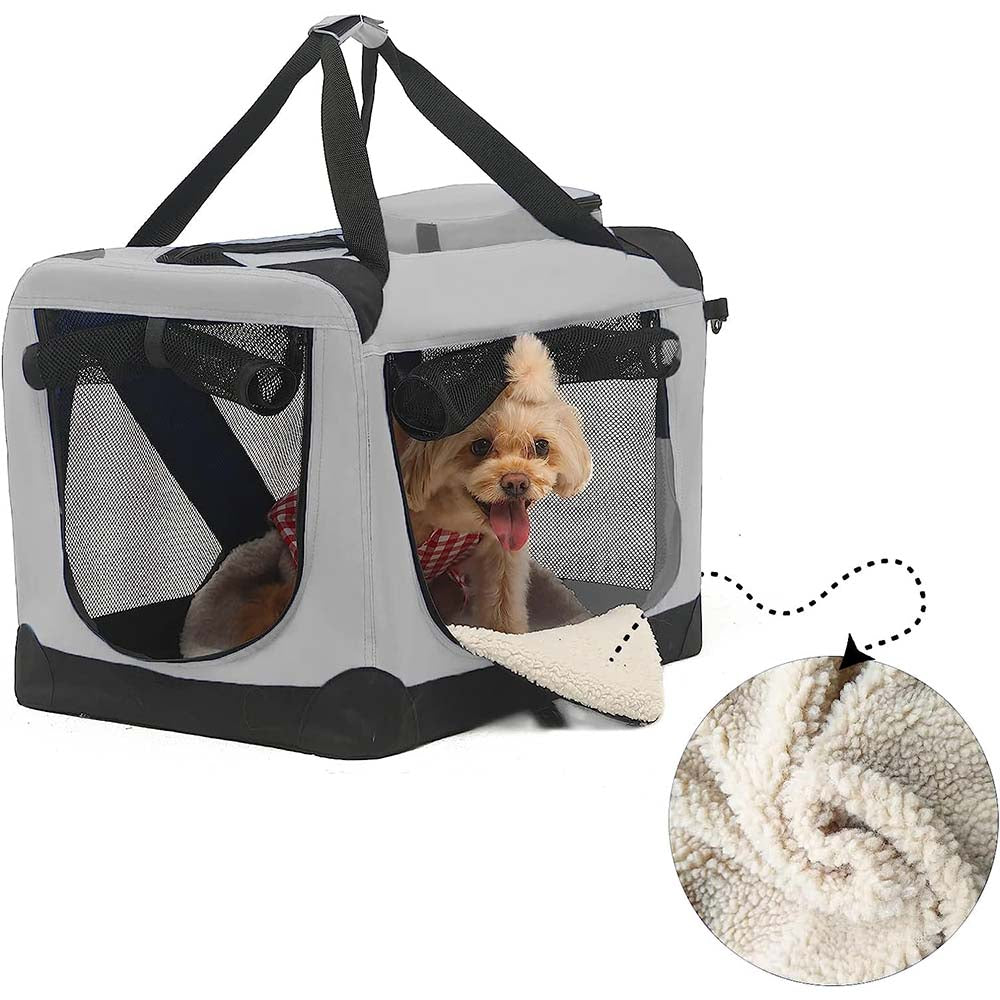Borsa pieghevole per il trasporto di animali domestici, taglie S e M, con finestra in rete e tasca con zip