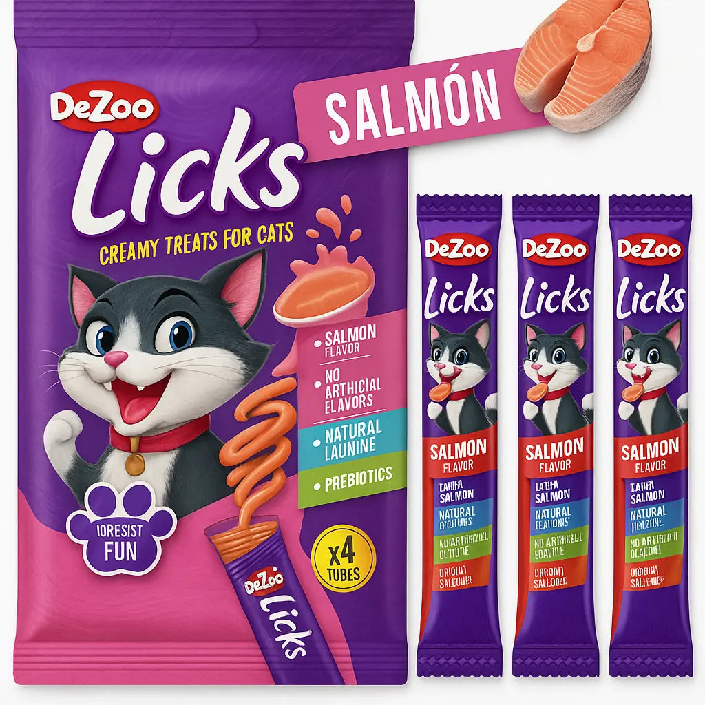 Snack cremoso per gatti DR. ZOO Licks al salmone 4x15g, senza conservanti