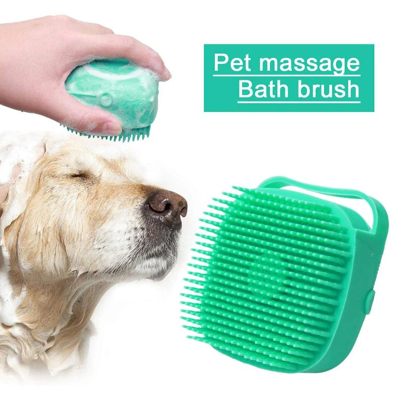 2 in 1 Bath Brush for Dogs and Cats – Massager with Shampoo Dispenser