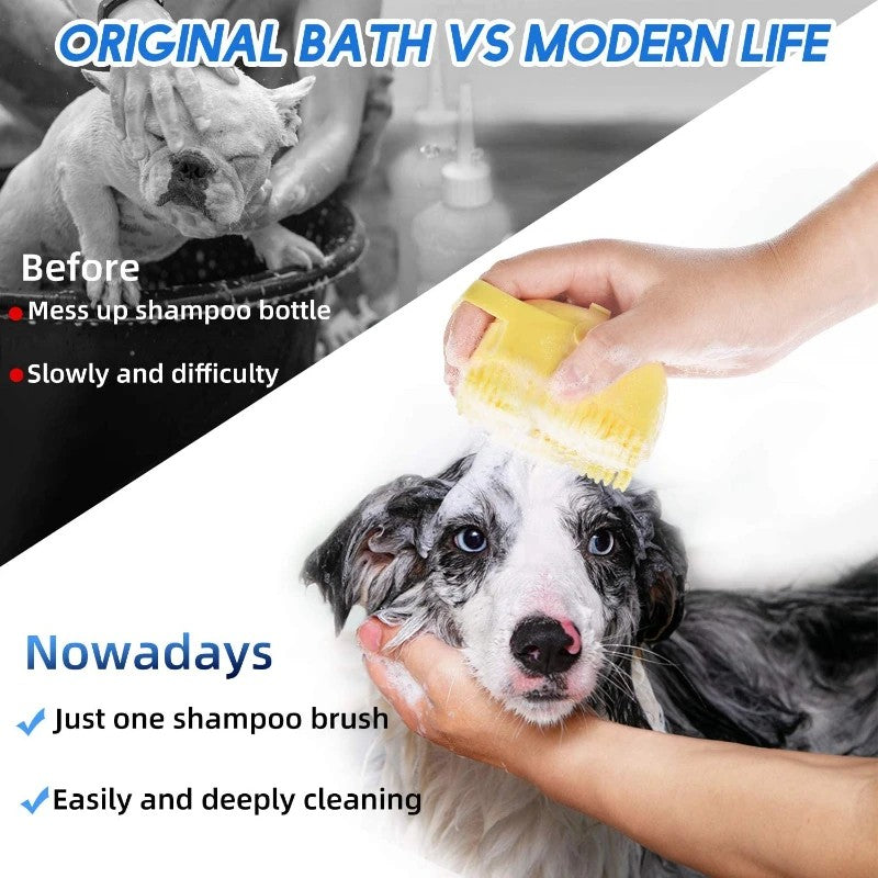 2 in 1 Bath Brush for Dogs and Cats – Massager with Shampoo Dispenser
