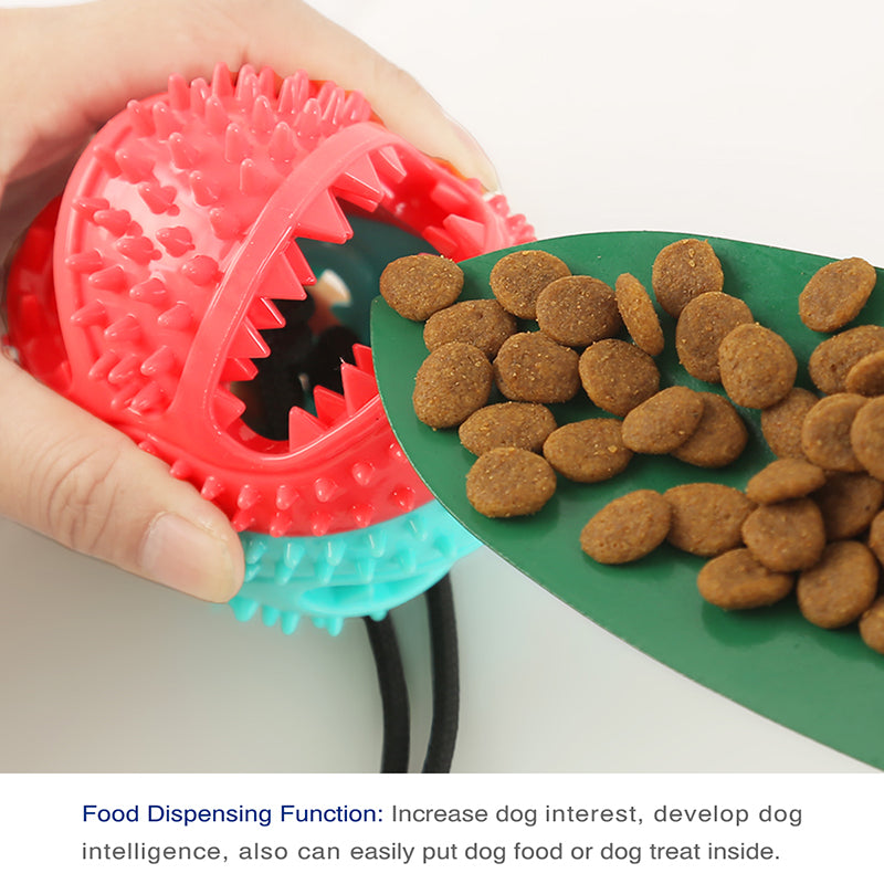 Interactive Dog Toy with Suction Cup - TPR Rubber Food Dispenser, Teeth and Stress Relief