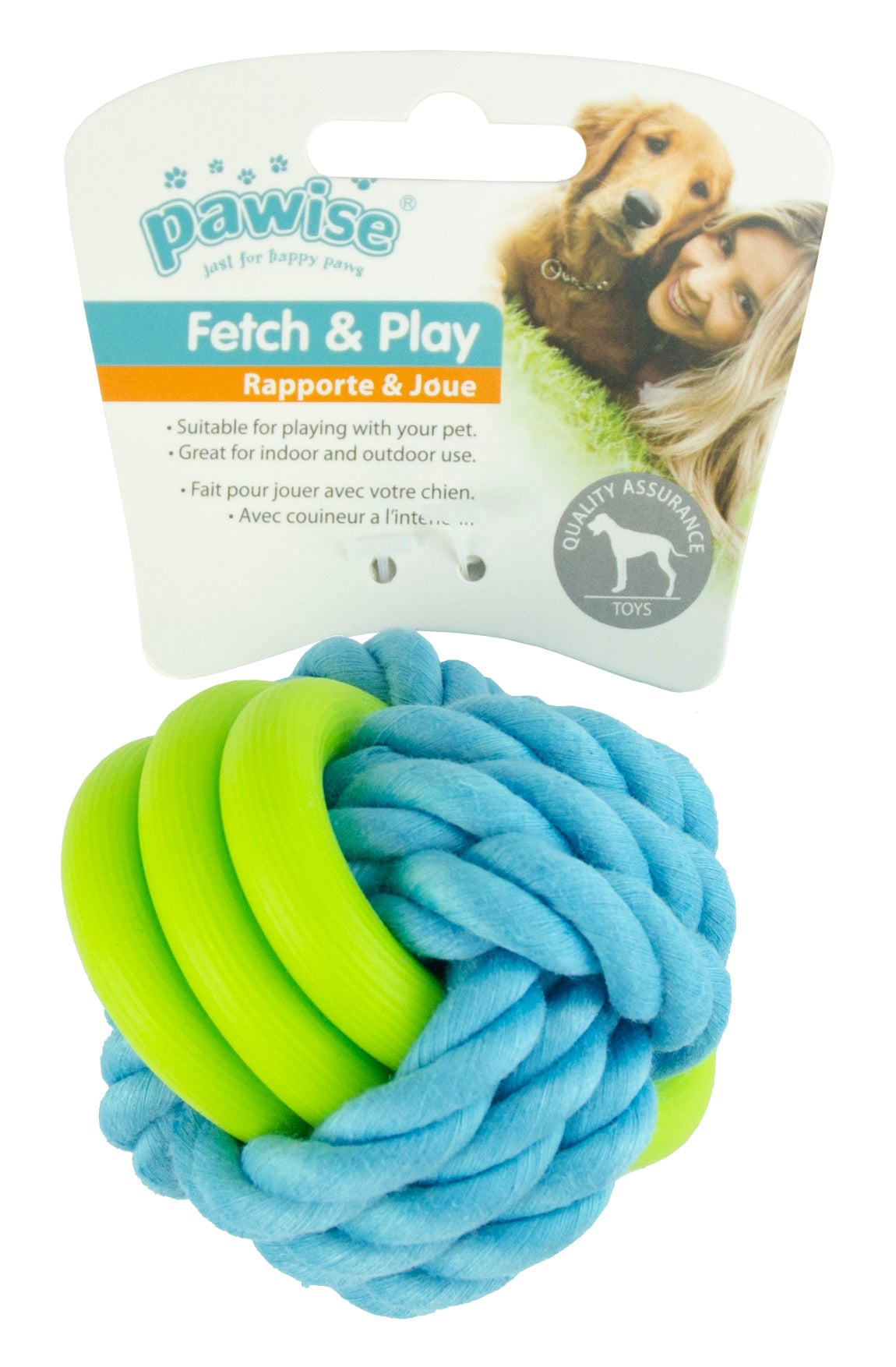 Twins Rope Ball Pawise – Palla in Corda per Cani da Riporto e Masticazione (7 cm)