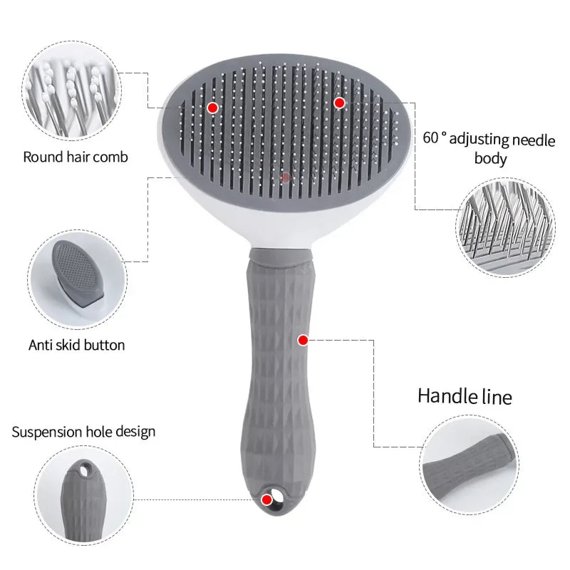 Grooming Brush for Long-Haired Cats and Dogs – Massaging, Anti-Tangle and Easy to Clean