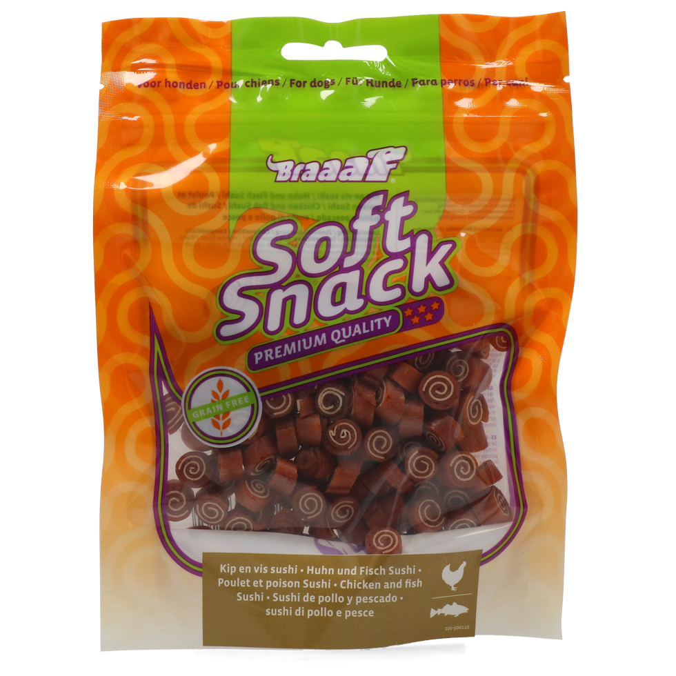 Braaaf Soft Snack – Soft Sushi Duck & Fish/Chicken & Fish (85g)