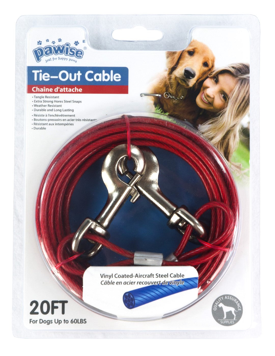 Cavo da Esterno per Cani Pawise Tie-Out Cable – Acciaio Rivestito in Vinile, Lunghezze 5 m e 7 m