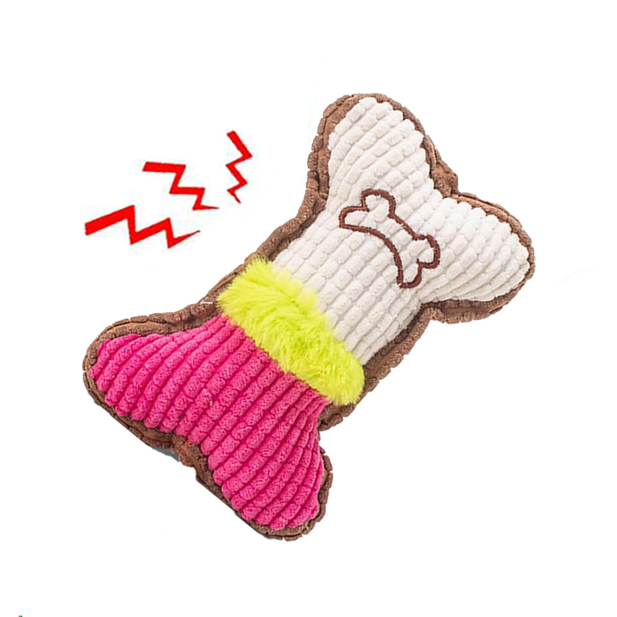 Plush Bone Dog Toy – Soft, Squeaky & Dental for Puppies & Small Breeds