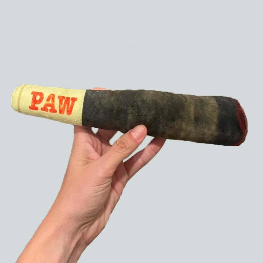 Interactive Cigar Dog Toy - Squeaky and Teething Plush for Small and Medium Breeds