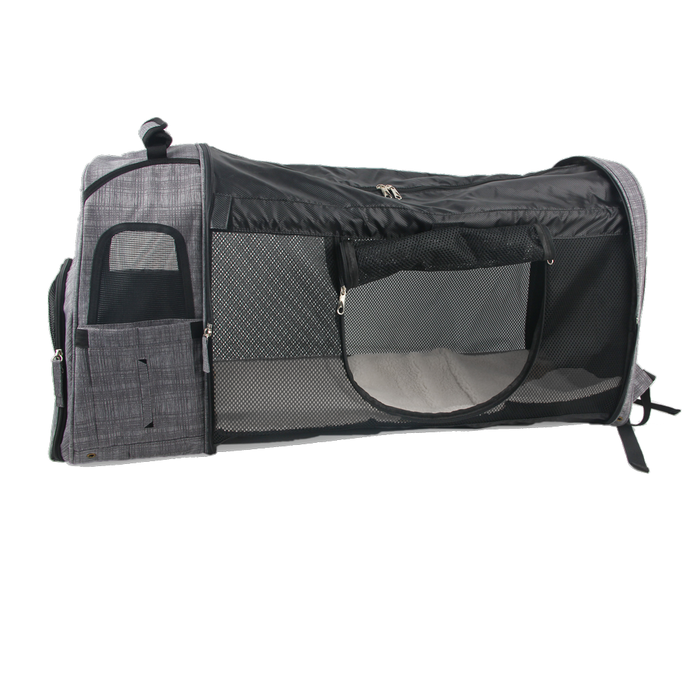 Zaino trasportino estensibile per cani e gatti AFP Travel Dog, dimensioni 46 x 30 x 20 cm, estensibile fino a 105 cm, con tasche laterali e finestra in rete.​