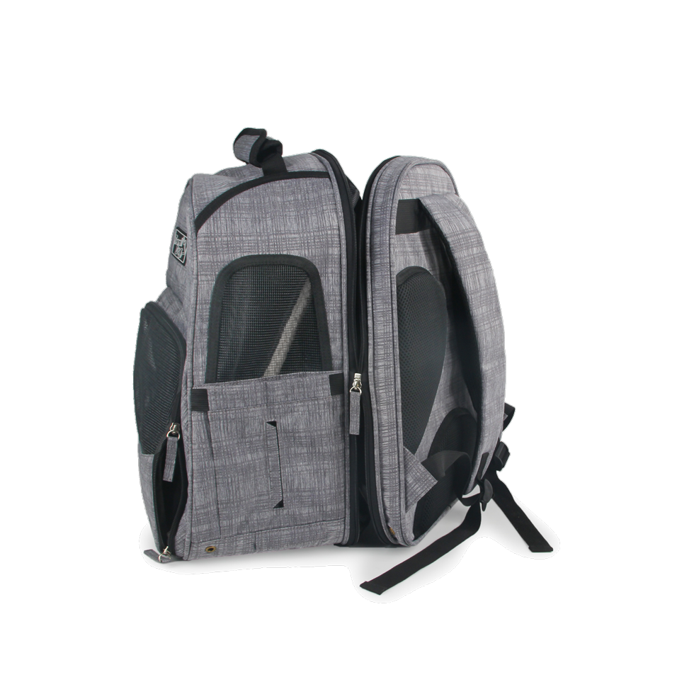 Zaino trasportino estensibile per cani e gatti AFP Travel Dog, dimensioni 46 x 30 x 20 cm, estensibile fino a 105 cm, con tasche laterali e finestra in rete.​