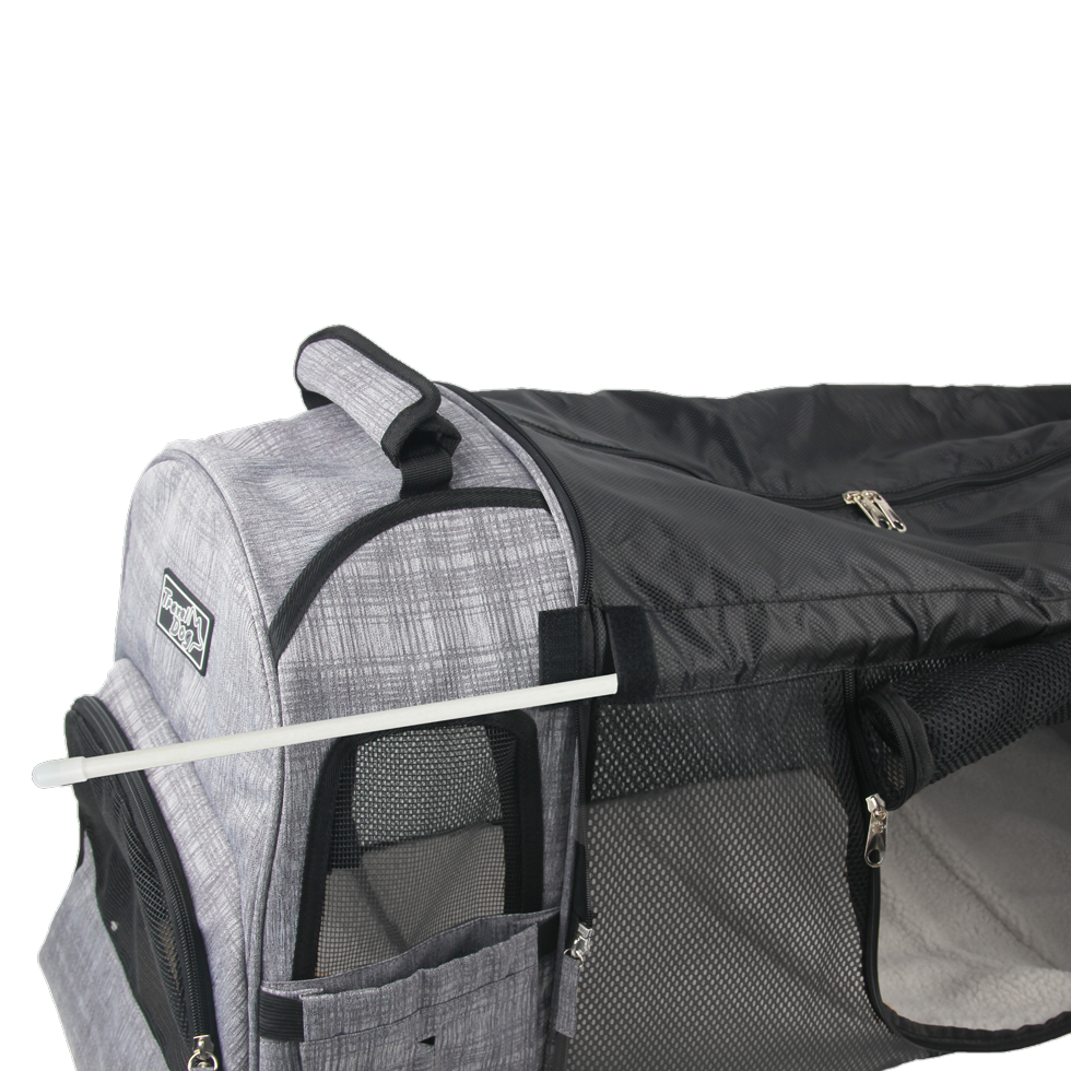 Zaino trasportino estensibile per cani e gatti AFP Travel Dog, dimensioni 46 x 30 x 20 cm, estensibile fino a 105 cm, con tasche laterali e finestra in rete.​