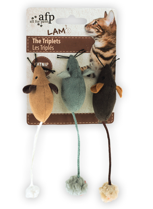 Set 3 topolini con catnip AFP Lambswool per gatti