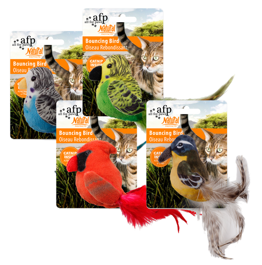 Gioco per gatti AFP Naturel Bouncing Birds con piume vere e catnip