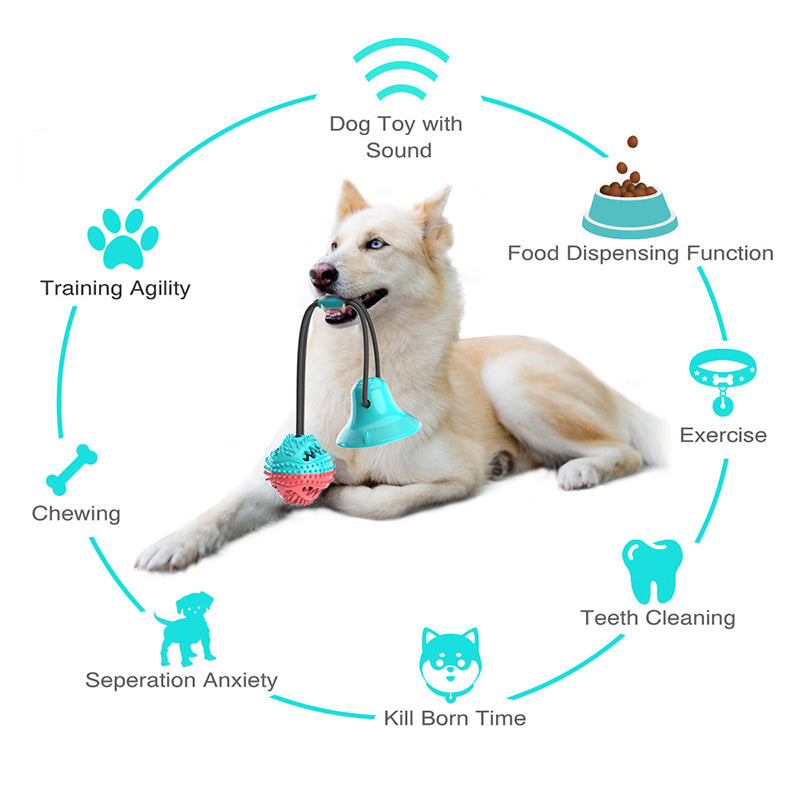 Interactive Dog Toy with Suction Cup - TPR Rubber Food Dispenser, Teeth and Stress Relief