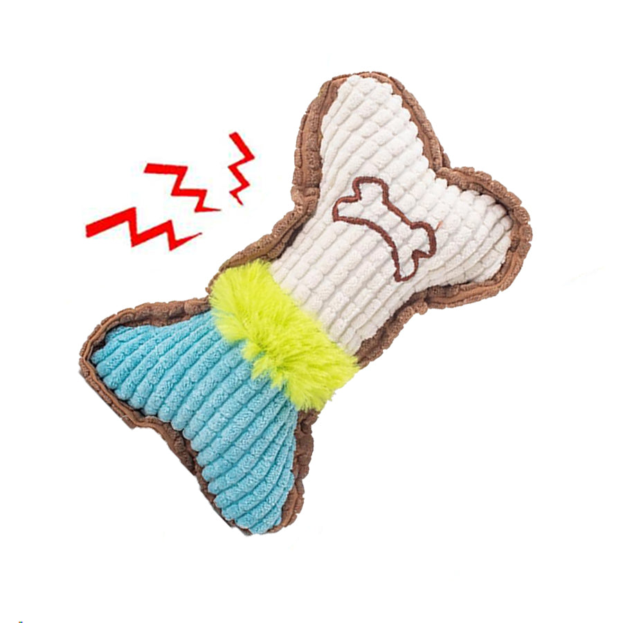 Plush Bone Dog Toy – Soft, Squeaky & Dental for Puppies & Small Breeds