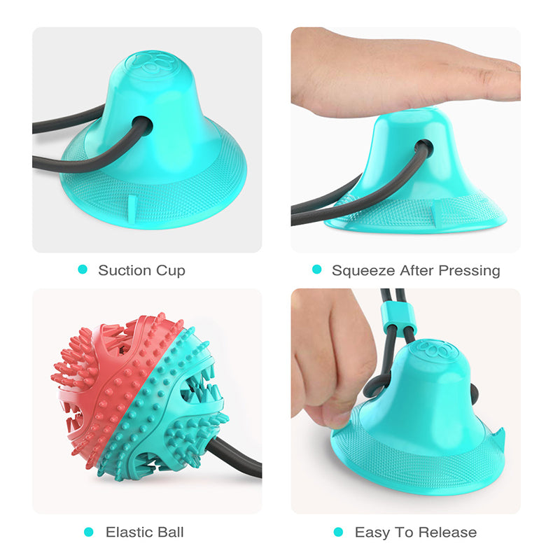 Interactive Dog Toy with Suction Cup - TPR Rubber Food Dispenser, Teeth and Stress Relief