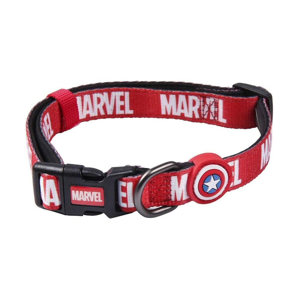 Collare rosso per cane con grafica Marvel regolabile in poliestere