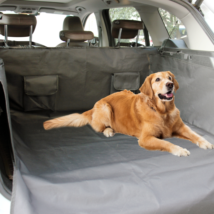 Coperta da Auto per Cane Pawise, impermeabile, dimensioni 140 x 135 cm, con protezione paraurti e tasche portaoggetti