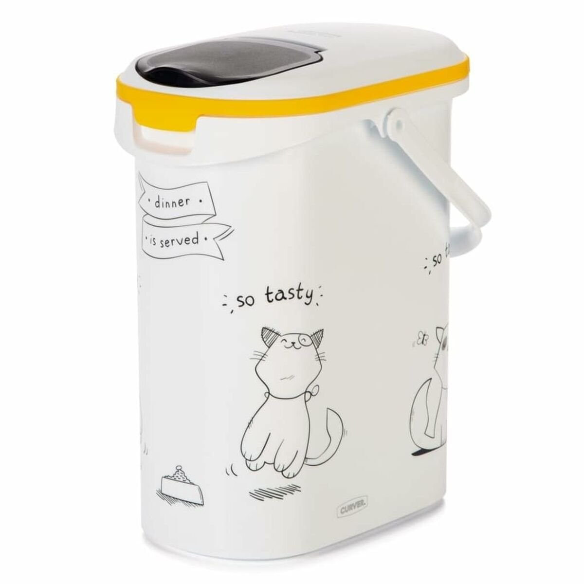 Contenitore Curver 412042 per alimenti cani/ gatti – 10 L con maniglia e misurino