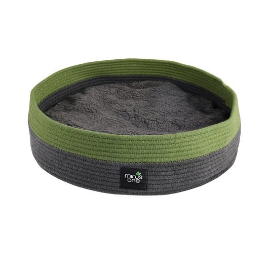 Cuscino cestino per gatti Minus One in corda e fleece con materiali riciclati Repreve®, colore Meadow