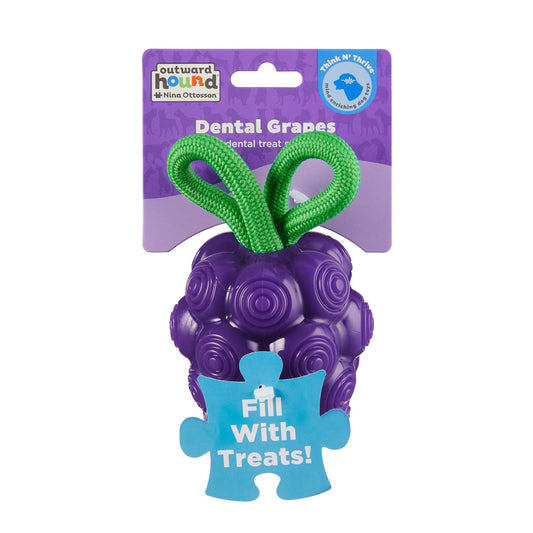 Gioco Dental Grapes TNT per cani con funzione igiene dentale, profumo fruttato e corda integrata