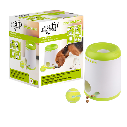 Gioco interattivo AFP Fetch’N'Treat 2.0 con pallina e dispenser snack per cani, educativo e antinoia.