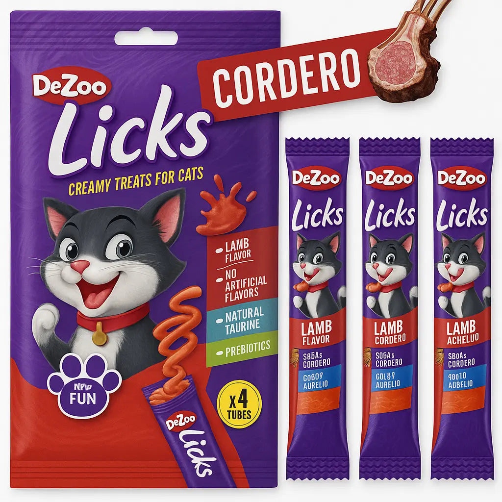 Snack cremoso per gatti DR. ZOO Licks al gusto di agnello, 4x15g, senza conservanti
