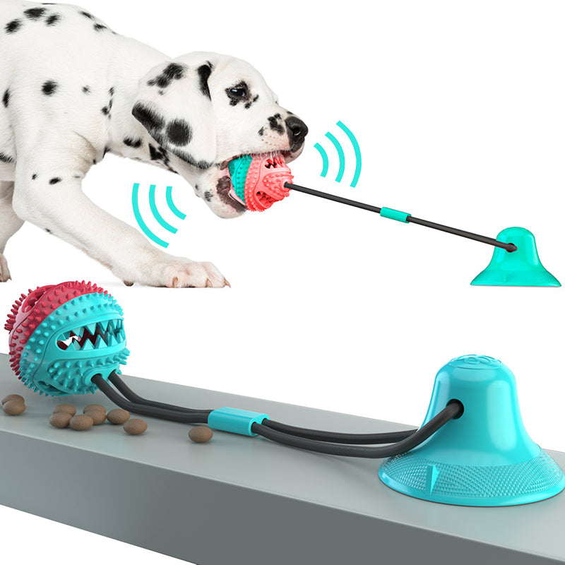 Interactive Dog Toy with Suction Cup - TPR Rubber Food Dispenser, Teeth and Stress Relief