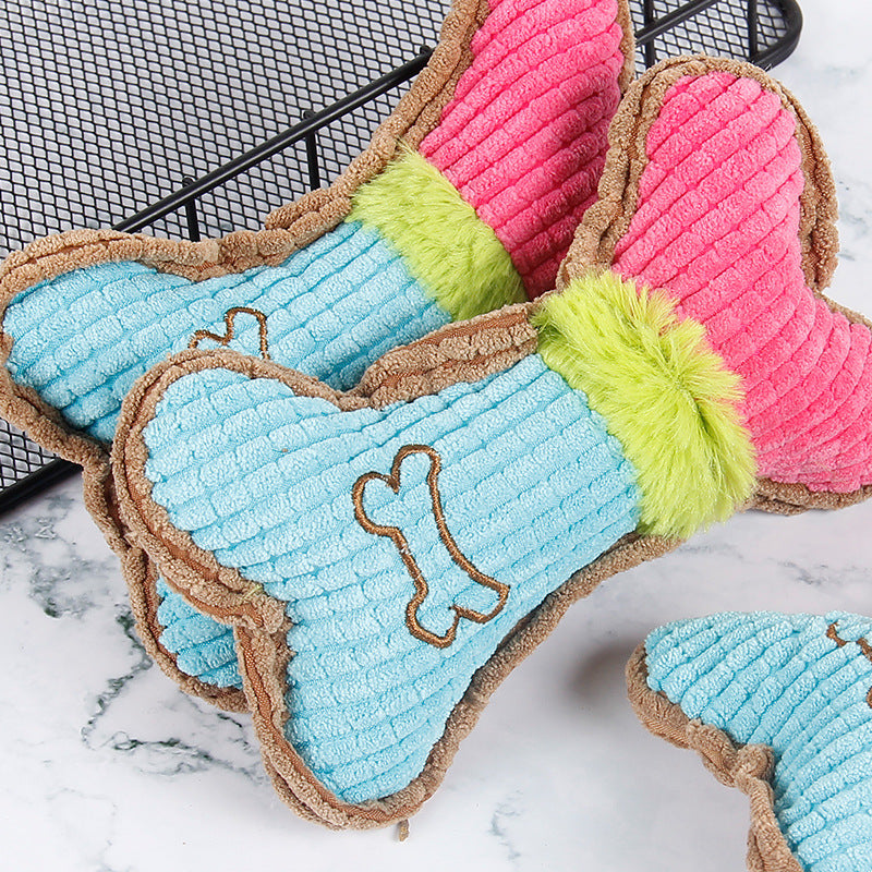 Plush Bone Dog Toy – Soft, Squeaky & Dental for Puppies & Small Breeds