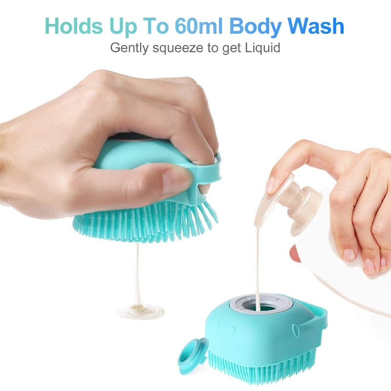 2 in 1 Bath Brush for Dogs and Cats – Massager with Shampoo Dispenser