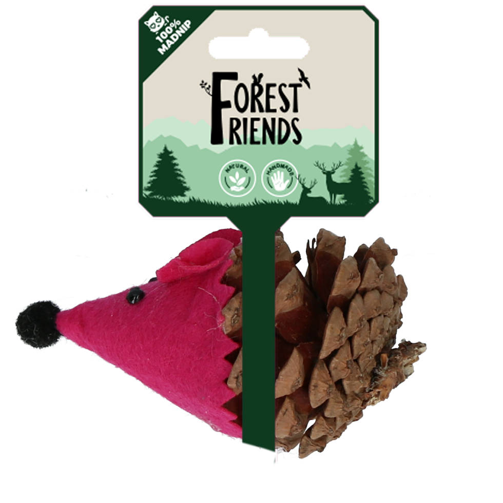 Gioco naturale per gatti Forest Friends rosa con pigna e Madnip – 8 cm