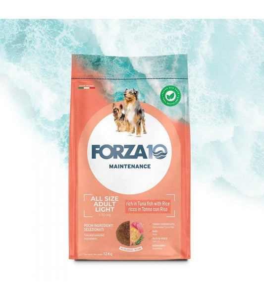Crocchette Forza10 Light Adult con Tonno e Riso per cani adulti sterilizzati o in sovrappeso – sacco da 12 kg