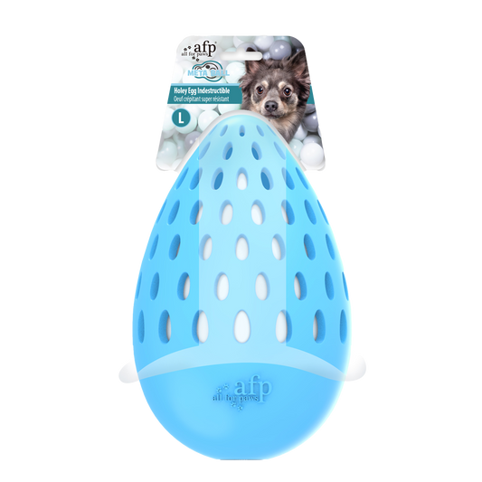 Gioco a forma di uovo per cani AFP Meta Ball Holey Egg con suono frusciante e gomma resistente