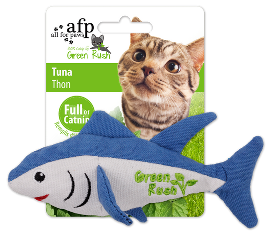 Gioco per gatti AFP Green Rush a forma di tonno con catnip canadese, 16 cm