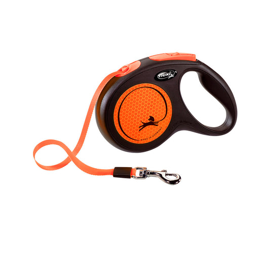 Guinzaglio avvolgibile Flexi New Neon arancione 5 m taglia S per cani