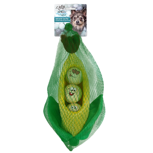 Meta Ball Set 3 Palline Tennis con custodia a forma di mais per cani