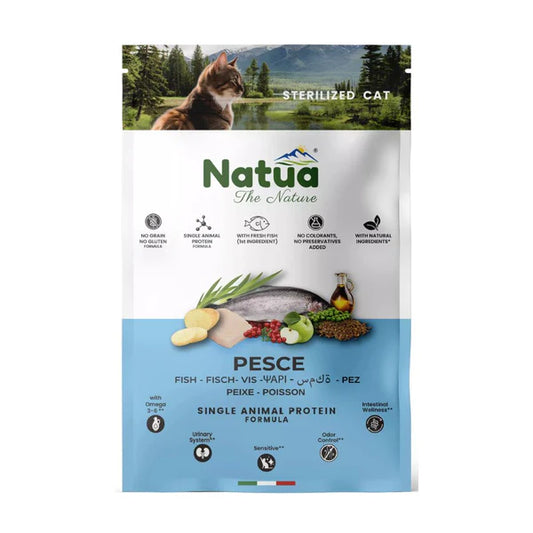 Crocchette naturali grain free per gatti sterilizzati Natua Pesce 350g – trota fresca
