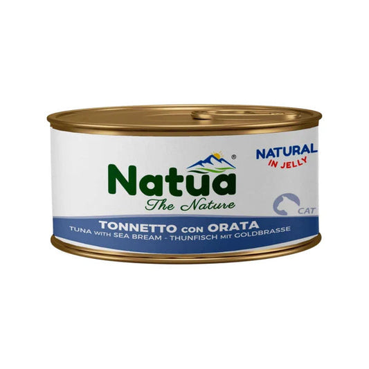 Cibo umido naturale per gatti adulti Natua Tonnetto con Orata 85g in gelatina