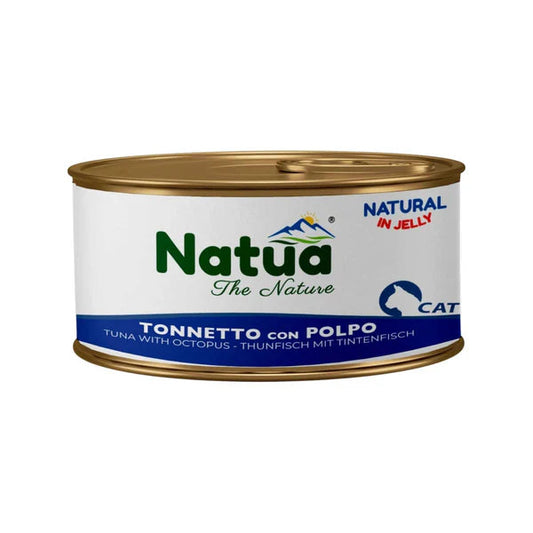 Cibo umido in gelatina per gatti adulti Natua Tonnetto con Polpo 85g – naturale e digeribile