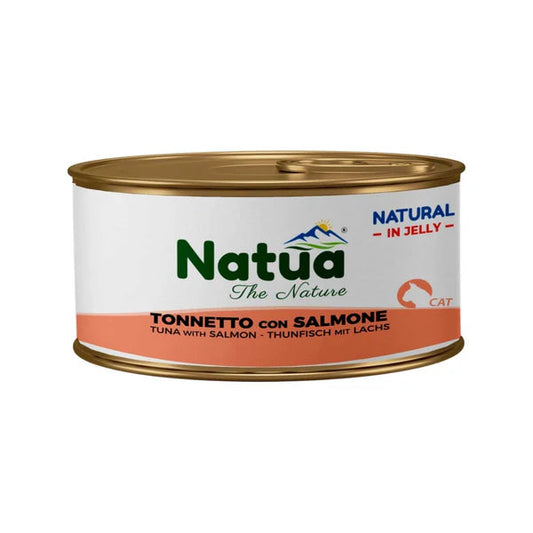 Cibo umido in jelly per gatti adulti Natua Tonnetto con Salmone 85g – naturale e cotto a vapore