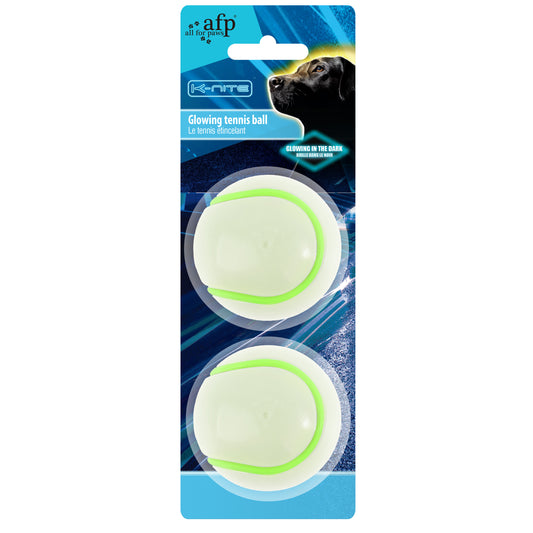 Palline da riporto fluorescenti AFP K-Nite per cani, confezione da 2 con squeaker interno