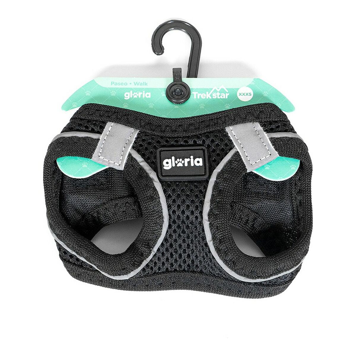 Pettorina regolabile nera per cani Gloria Air Mesh Trek Star taglia XXXS 18-20 cm