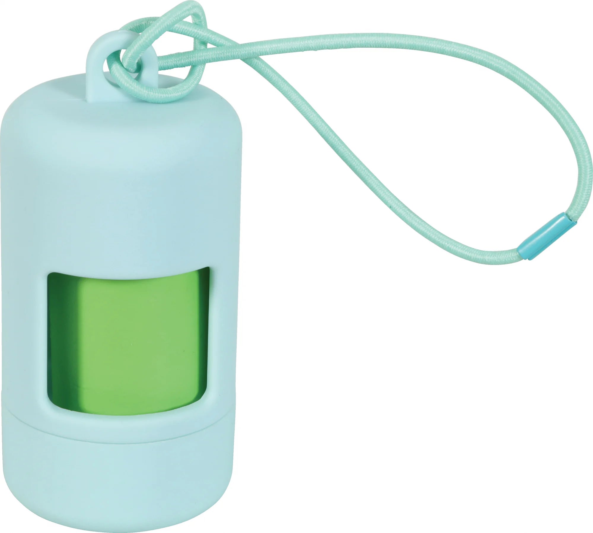 Porta sacchetti per cani colore azzurro – dispenser compatto con moschettone