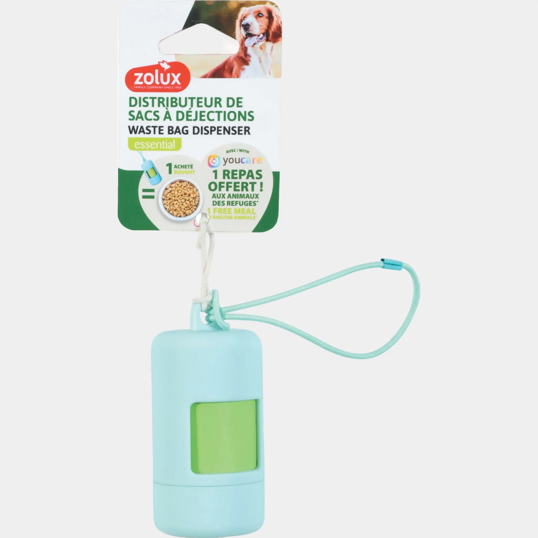 Porta sacchetti per cani colore kaki – dispenser compatto con moschettone