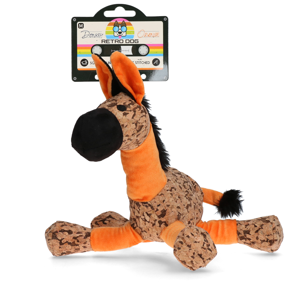 Giocattolo cane Retrodog Donkey con cuciture rinforzate e imbottitura riciclata