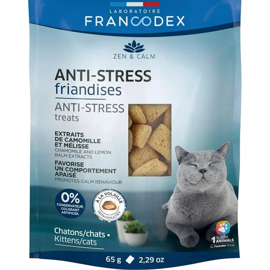 Snack Antistress Francodex per gatti 65 g – calmante con camomilla e melissa, senza conservanti
