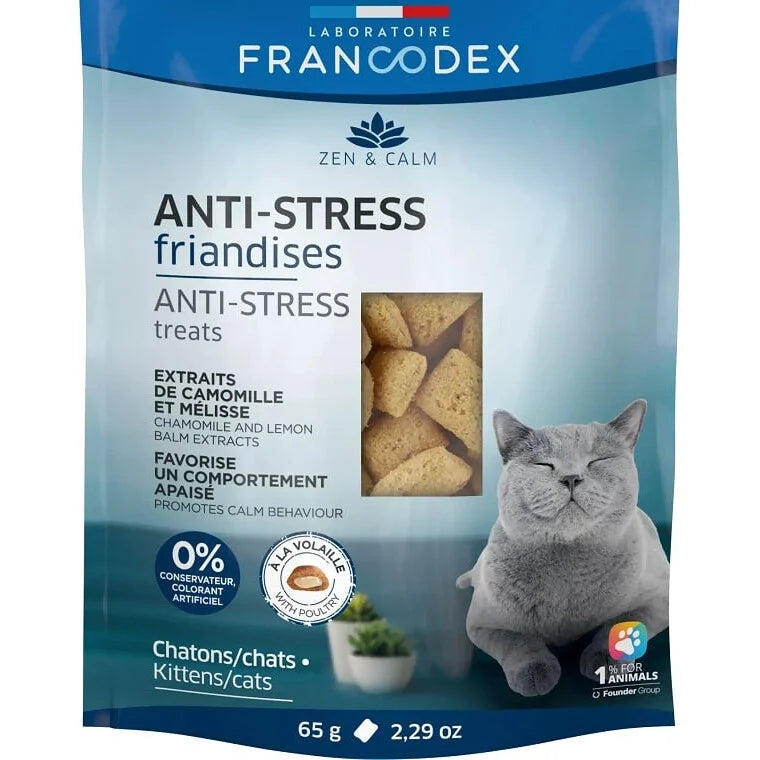 Snack Antistress Francodex per gatti 65 g – calmante con camomilla e melissa, senza conservanti