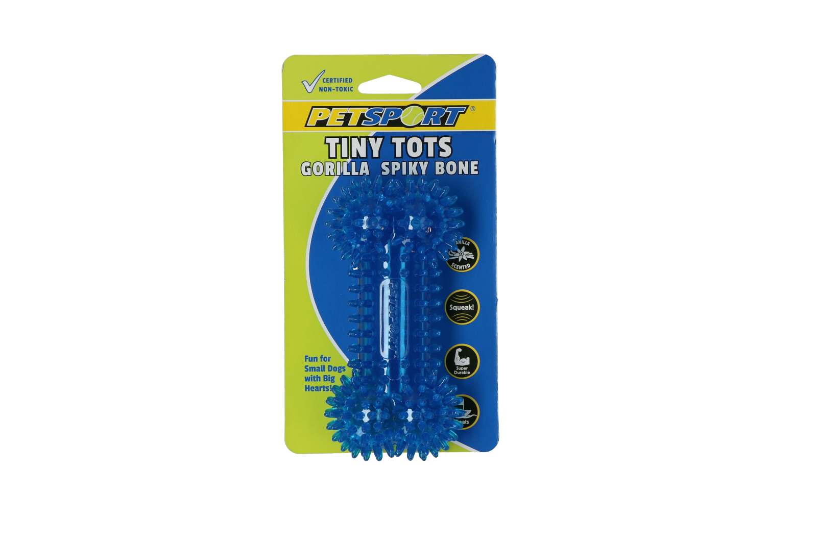 Gioco per cani piccoli Tiny Tots Gorilla Spiky Bone – 10 cm, rosso o blu