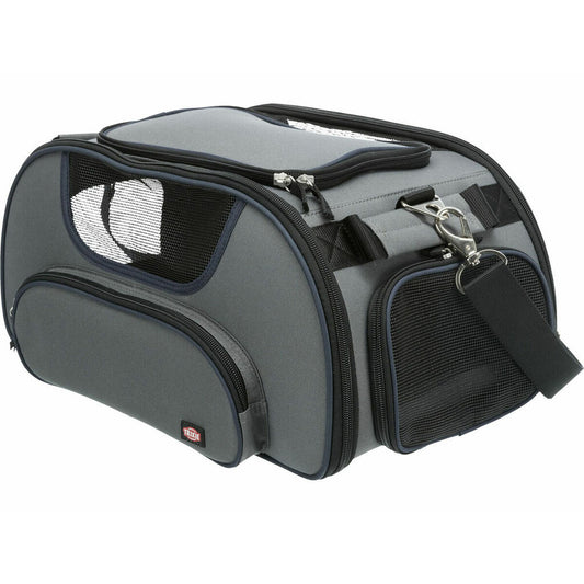 Trixie Airline Wings borsa da trasporto blu/grigia per piccoli animali, dimensioni 28×23×46 cm, ideale come bagaglio a mano