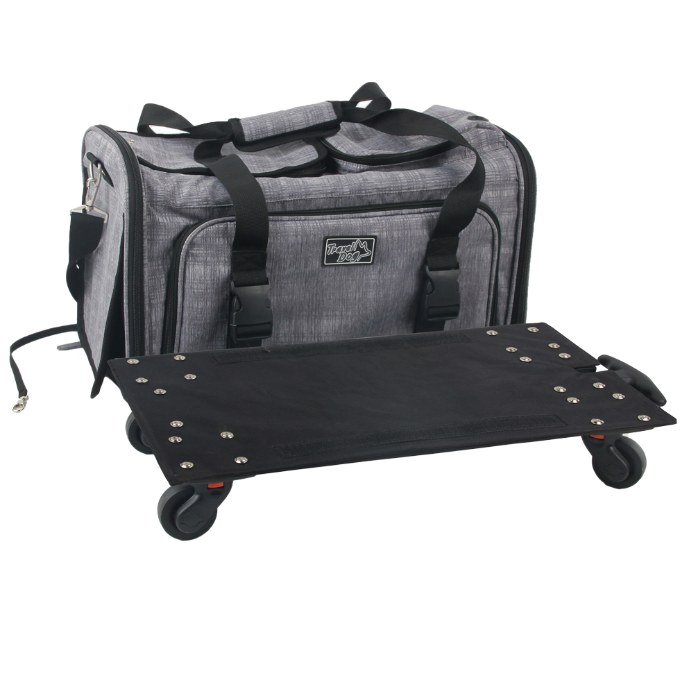 Trolley da viaggio per cani e gatti con ruote girevoli a 360°, fondo removibile e maniglie ergonomiche, capacità fino a 11 kg